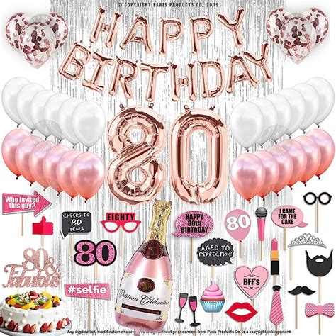 Buy 73 Piece Rose Gold Happy 80th Birthday Decorations For Women