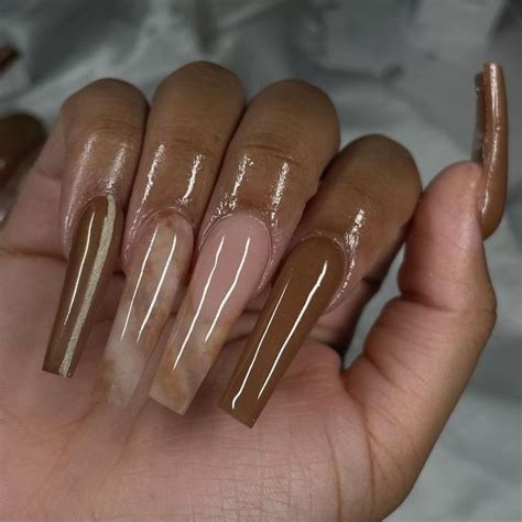 𝐩𝐢𝐧 𝐝𝐨𝐛𝐫𝐢𝐢𝐧 In 2021 Brown Acrylic Nails Long Square Acrylic