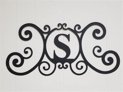 Monogram Initial Letter Wrought Iron Metal Scrolled Door Wall Etsy