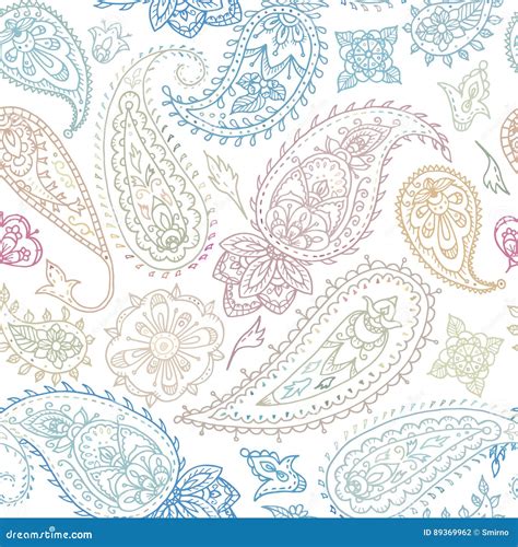 Seamless Colorful Indian Floral Paisley Pattern Stock Vector