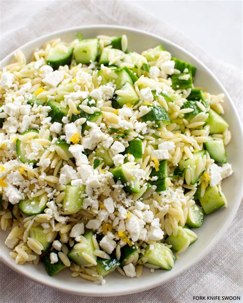 Lemony Orzo Pasta Salad With Cucumber And Feta Fork Knife Swoon