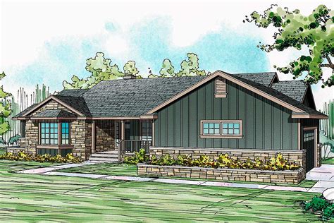 Ranch Home Plan With Stone And Board And Batten Exterior 72888da Architectural Designs