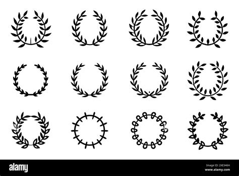Wreath Monogram Silhouette Minimalist Illustrations Stock Vector Image
