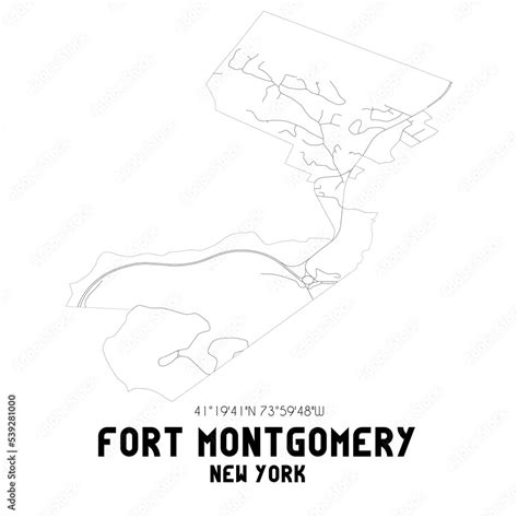 Fort Montgomery New York. US street map with black and white lines. Stock Illustration | Adobe Stock