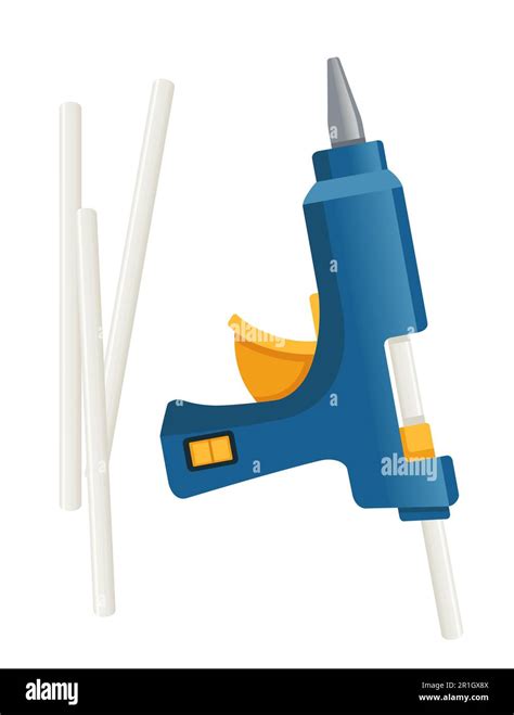 Electric Hot Glue Gun With Glue Sticks Vector Illustration Isolated On White Background Stock