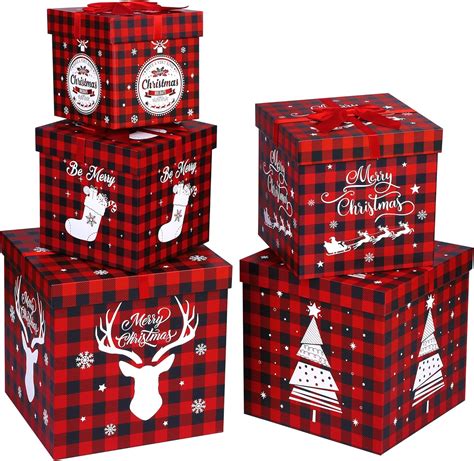 Amazon Anvavo Pieces Christmas Nesting Gift Boxes With Lids Red