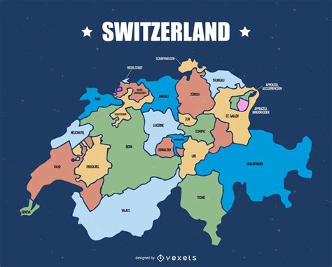 Switzerland Cantons Map