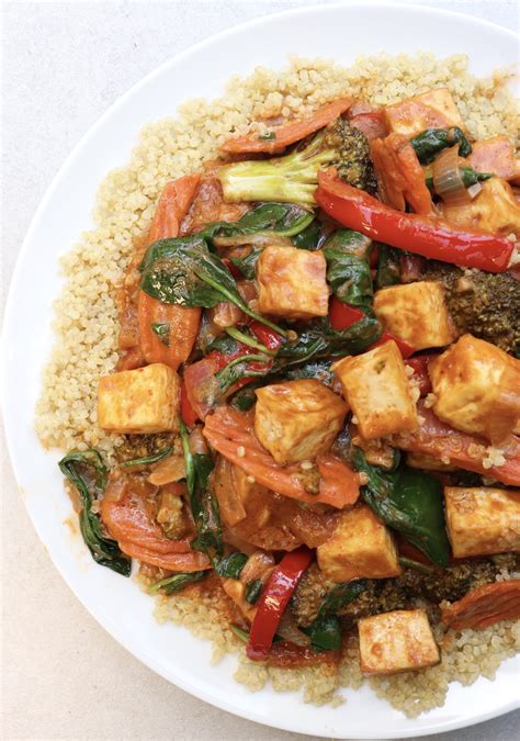 Creamy Thai Peanut Tofu And Veggies Six Vegan Sisters