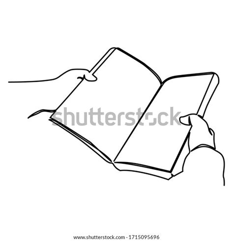 One Line Continuous Drawing Holding Book Stock Vector Royalty Free