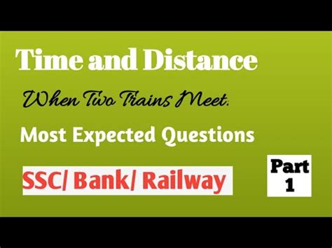 Time Distance Problems On Train For SSC Bank Railway Exams YouTube