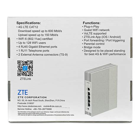 Zte Mf297d Domowy Router Wifi 4g Lte Do 600 Mbs Nfc Wifi6