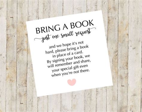 Printable Bring A Book Instead Of A Card