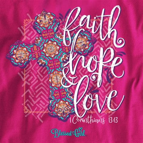 Blessed Girl Blessed Girl Womens Christian Long Sleeve T Shirt Faith Hope Love Cross