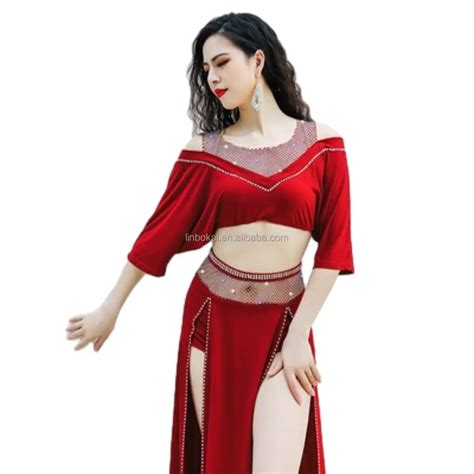 Sexy Egyptian Professional Belly Dance Costume Sets Handmade Red