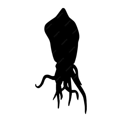 Premium Vector | Squid silhouette Isolated squid on white background