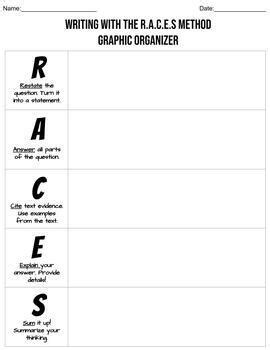 R A C E S Writing Strategy Printable Or Digital Graphic Organizer