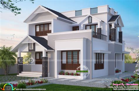 1596 Square Feet 4 Bedroom Modern Sloped Roof House Kerala Home