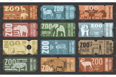 Zoo park tickets with animals | Animal Illustrations ~ Creative Market