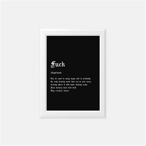 Fuck Definition Print X Fuck Wall Art Fuck Definition Mini Poster Funny Gothic Poster Goth