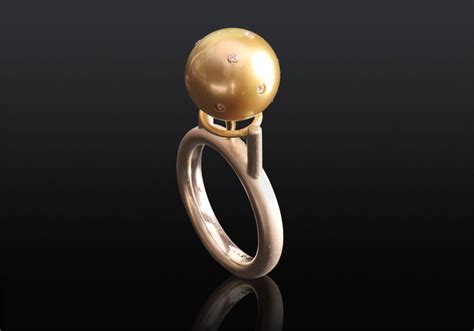 Tahitian Pearl Ring with Diamonds - Douglas Zaruba Studio