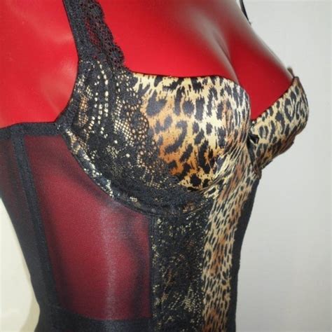 Victoria S Secret Intimates Sleepwear Vs Lace Mesh Lingerie Leopard Corset Pcs Set Poshmark