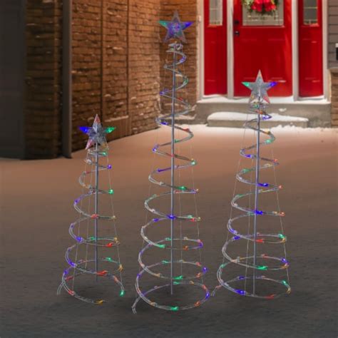 Northlight Set Of 3 Led Lighted Multi Color Outdoor Spiral Christmas