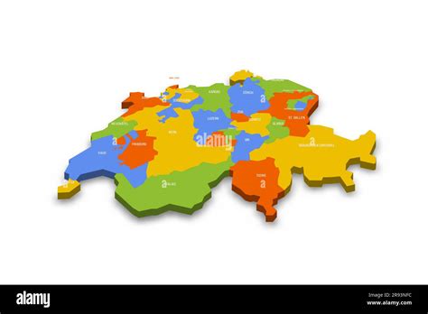 Switzerland Political Map Of Administrative Divisions Cantons