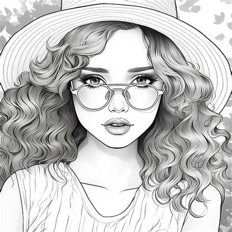 Un Dessin D Une Femme Avec Des Lunettes Et Un Chapeau Ai G N Rative