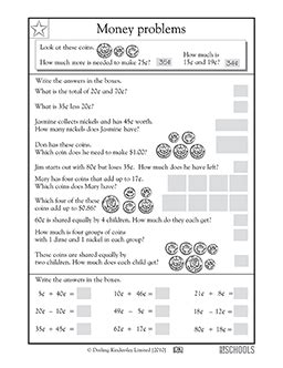 2nd grade, 3rd grade Math Worksheets: Money word problems #1 | GreatSchools