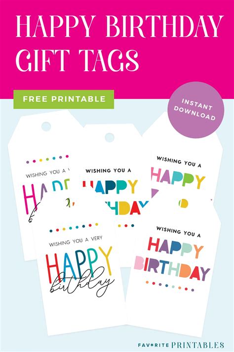 Free Printable Happy Birthday Gift Tags Favorite Printables