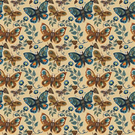 Seamless Tileable Wallpaper Pattern With Boho Style Butterflies Moths