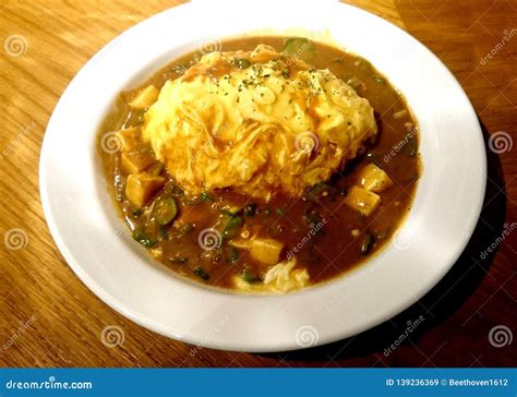 Japanese Curry Omelet Egg Rice Stock Image Image Of Asia Sauce