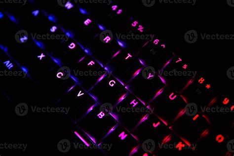 Gaming rgb keyboard on dark background 14883792 Stock Photo at Vecteezy