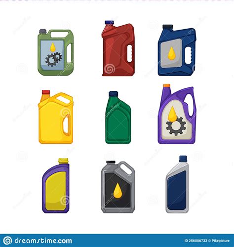 Motor Oil Set Cartoon Vector Illustration Stock Illustration ...