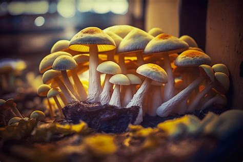 Premium Ai Image Organic Mushrooms Growing On Modern Mushroom Farm