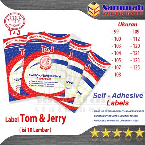 Jual Label Stiker Tom And Jerry Sticker Tempel Tj No 99 100 103 104 105