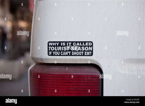 Tourist Season Bumper Sticker Stock Photo Alamy