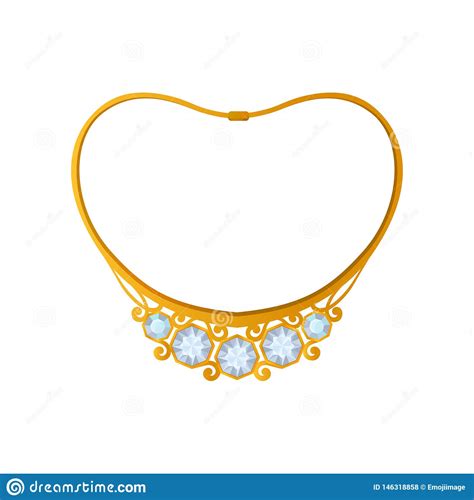 Collar Del Oro Con Cinco Diamantes Azules Ilustraci N Del Vector