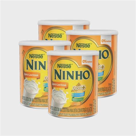 Kit c 4 leite em po ninho FORTI zero lactose lata 380G em Promoção