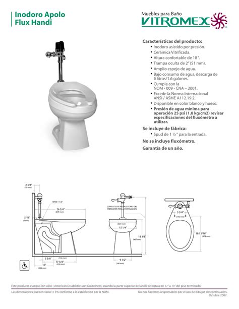 Wc Apolo Flux Handi Especificaciones