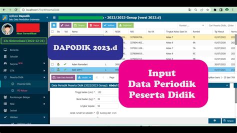 Cara Input Data Periodik Peserta Didik Di Dapodik D Youtube