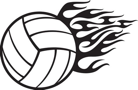 Flaming Volleyball Ball Black And White Vector Illustration 12867363