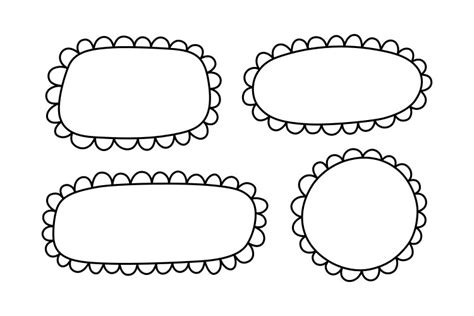 Doodle Oval Scalloped Frame Hand Drawn Royalty Free Vector