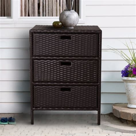 32 Poolside Garden Rattan Wicker Storage Cabinet Organizer With 3 Drawers 1 Unit Fry’s Food