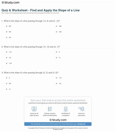 Finding Slope From A Graph Worksheet With Answers