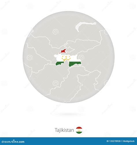 Kaart Van Tadzjikistan En Nationale Vlag In Een Cirkel Vector