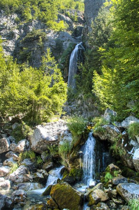 Waterfall in Theth Mountains, Albania Stock Photo - Image of river ...