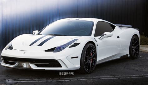 Custom White Ferrari 458 Gets Black Stripes and Carbon Fiber Strasse ...