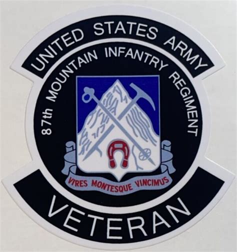 Us Army 87th Mountain Infantry Regiment Veteran Sticker Decal Patch Co