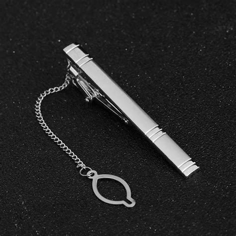 Mens Alloy Necktie Pins Metal Silver Simple Bar Clasp Clips Fashion